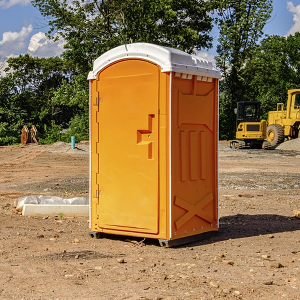 how often are the portable restrooms cleaned and serviced during a rental period in Outlook